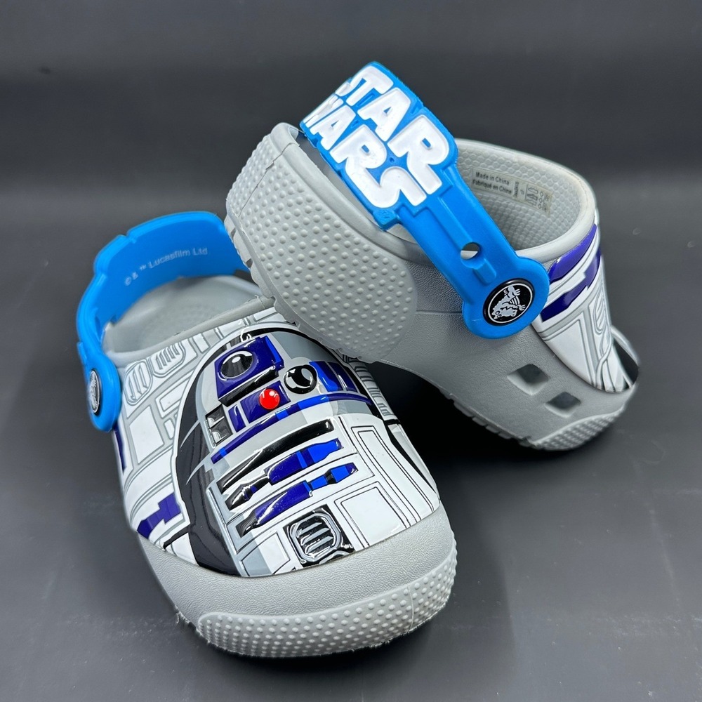 Crocs Star Wars R2-D2 Clogs Toddler Size C7 Grey Blue Lightweight Slip On